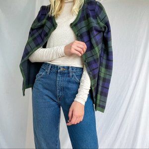Vintage Classic Plaid Cardigan Small